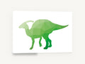 Green Faceted Parasaurolophus, green geometric dinosaur illustration, animal canvas wall art print ready to hang