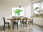 Green Faceted Parasaurolophus animal canvas print on the wall of a dining room