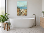 Dune Chair Harbour View coastal canvas print on the wall of a bathroom