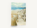 Dune Boardwalk Escape, beach boardwalk sandals seascape painting, coastal canvas wall art print ready to hang