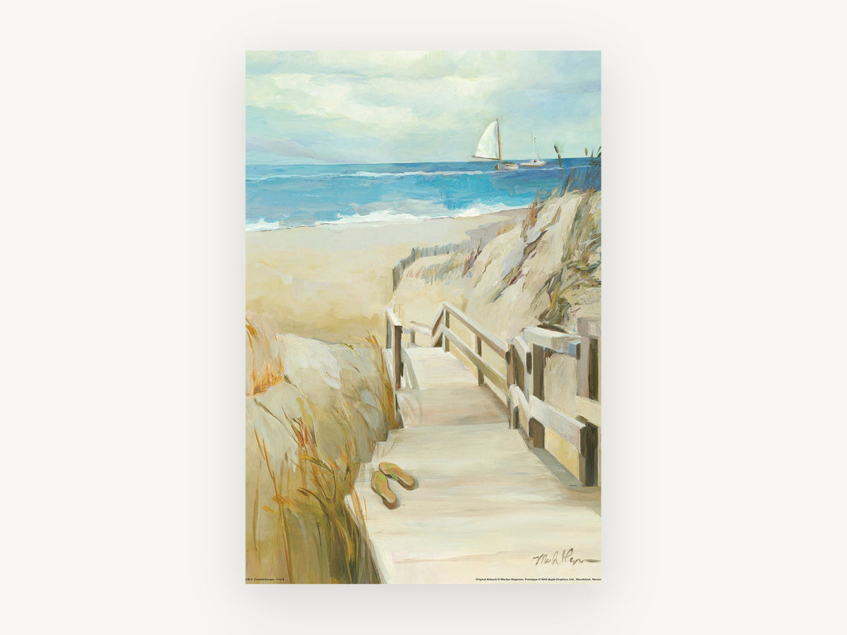 Dune Boardwalk Escape, coastal canvas wall art print, front view