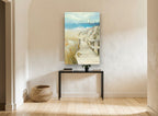 Dune Boardwalk Escape coastal canvas print on the wall of a hallway