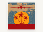 Island Flight at Sunset, vintage canvas wall art print, front view