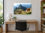 Llama Above the Citadel landscape canvas print on the wall of a study