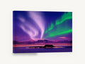 Aurora Over Still Lake, northern lights over lake photograph, coastal canvas wall art print ready to hang