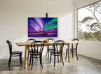 Aurora Over Still Lake coastal canvas print on the wall of a dining room