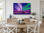 Aurora Over Still Lake coastal canvas print on the wall of a Hamptons dining room