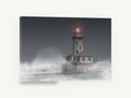 Lighthouse in the Mist, lighthouse storm mist seascape photograph, coastal canvas wall art print ready to hang