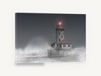 Lighthouse in the Mist, lighthouse storm mist seascape photograph, coastal canvas wall art print ready to hang