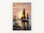 Golden Hour Sailboats, coastal canvas wall art print, front view