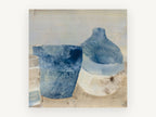 Indigo Jug and Pot, kitchen canvas wall art print, front view