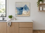Indigo Jug and Pot kitchen canvas print on the wall of a kitchen