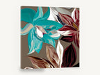 Teal and Burgundy Satin Blooms, teal burgundy abstract floral digital art, floral canvas wall art print ready to hang