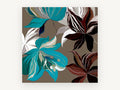 Teal and Burgundy Blooms, floral canvas wall art print, front view