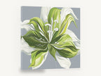 Green Lily Bloom, green and white lily floral illustration, floral canvas wall art print ready to hang