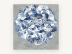 Blue Hydrangea Swirl, floral canvas wall art print, front view