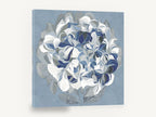 Blue Hydrangea Swirl, blue and white hydrangea floral illustration, floral canvas wall art print ready to hang