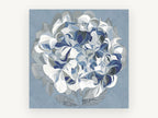 Blue Hydrangea Swirl, floral canvas wall art print, front view