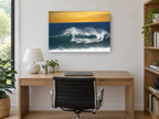 Windsurfer Against Amber Sky coastal canvas print on the wall of a study