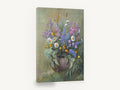 Wildflowers in Clay Pot, wildflower bouquet in clay pot painting, floral canvas wall art print ready to hang