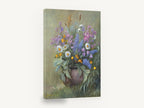 Wildflowers in Clay Pot, wildflower bouquet in clay pot painting, floral canvas wall art print ready to hang