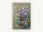 Wildflowers in Clay Pot, floral canvas wall art print, front view