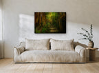 Lantern Jungle Steps landscape canvas print on the wall of a living room