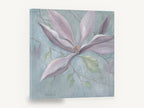 Dusky Magnolia Bloom, purple magnolia flower painting blue, floral canvas wall art print ready to hang