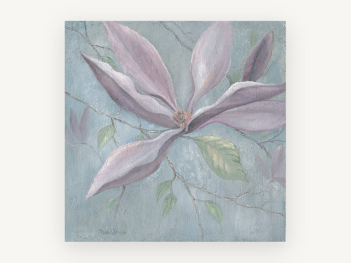 Dusky Magnolia Bloom, floral canvas wall art print, front view