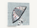 Floral Umbrella Silhouette, floral umbrella figure illustration grey, floral canvas wall art print ready to hang