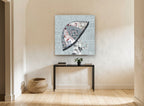 Floral Umbrella Silhouette floral canvas print on the wall of a hallway