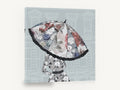 Blooming Parasol, floral umbrella woman illustration, floral canvas wall art print ready to hang