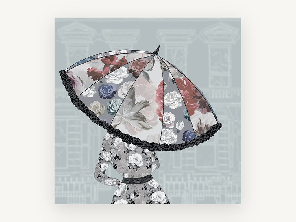 Blooming Parasol, floral canvas wall art print, front view