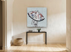 Blooming Parasol floral canvas print on the wall of a hallway