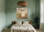 Kona Blue Coffee Mug floral canvas print on the wall of a bedroom