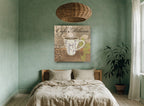 Milano Coffee Cup Collage floral canvas print on the wall of a bedroom