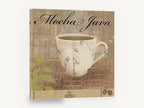 Mocha Java Café Cup, mocha java coffee cup typography, floral canvas wall art print ready to hang