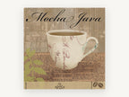 Mocha Java Café Cup, floral canvas wall art print, front view