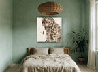 Giraffe Mother and Calf animal canvas print on the wall of a bedroom