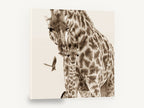 Giraffe Mother and Calf, sepia giraffe mother and calf photograph, animal canvas wall art print ready to hang