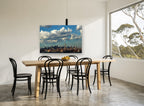 Manhattan Under Cumulus city canvas print on the wall of a dining room