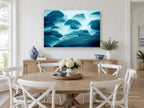 Blue Mist Boulders coastal canvas print on the wall of a Hamptons dining room