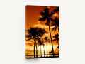 Golden Palm Horizon, tropical palm sunset photograph, coastal canvas wall art print ready to hang