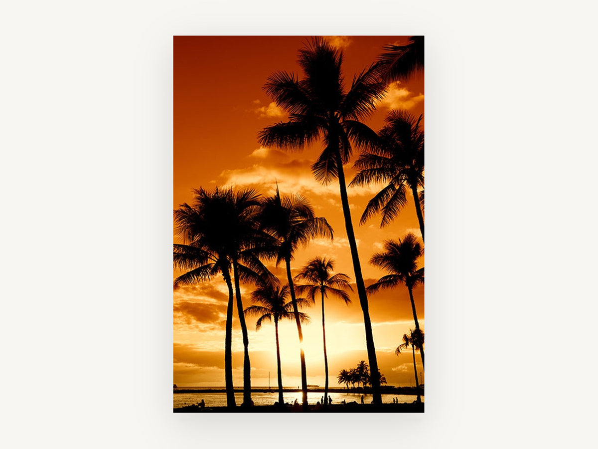 Golden Palm Horizon, coastal canvas wall art print, front view