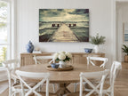Storm Over the Jetty coastal canvas print on the wall of a Hamptons dining room