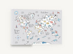Little Explorer World Map, pastel illustrated kids world map, kids canvas wall art print ready to hang