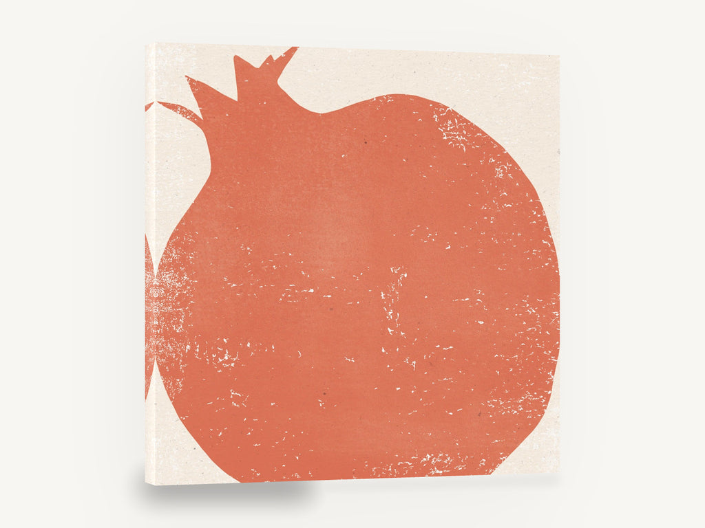 Terracotta Pomegranate Block, pomegranate linocut style kitchen, kitchen canvas wall art print ready to hang
