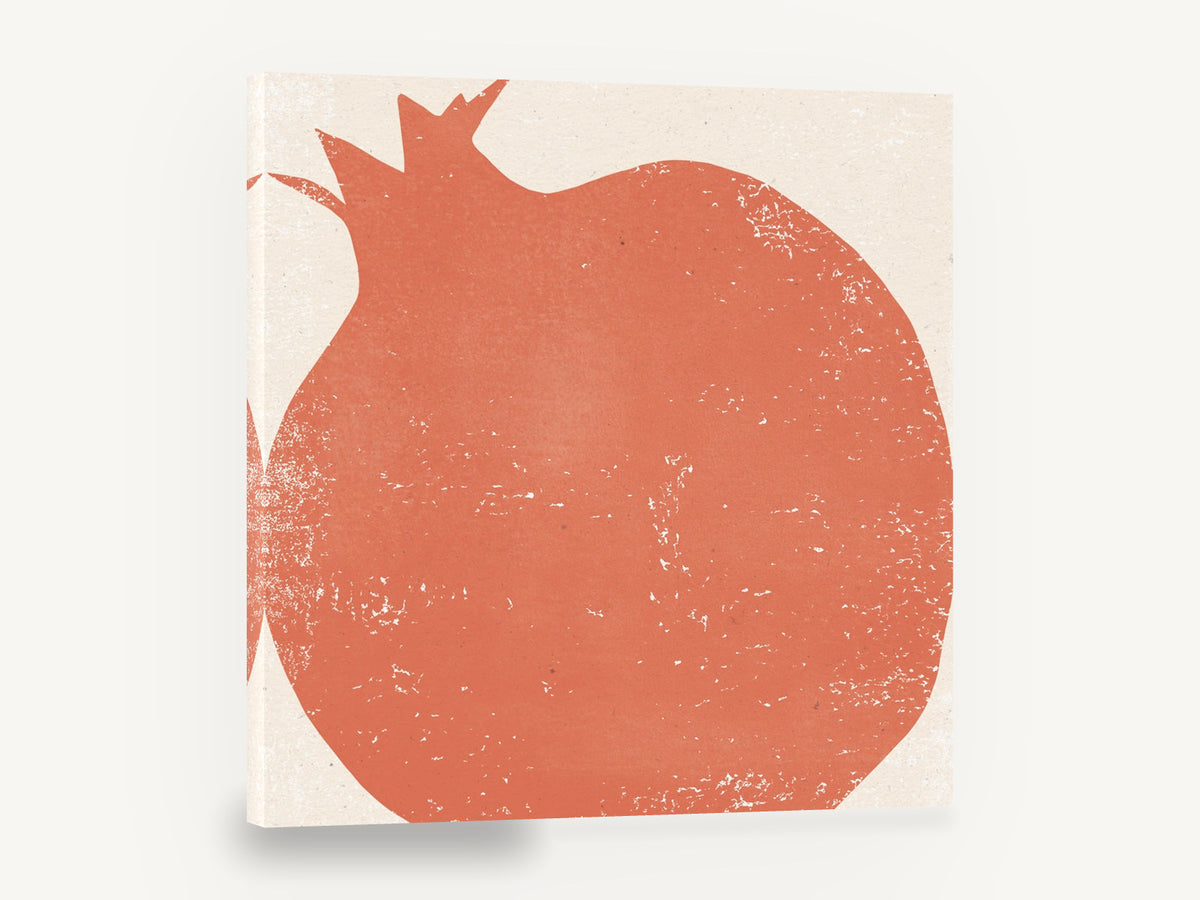 Terracotta Pomegranate Block, pomegranate linocut style kitchen, kitchen canvas wall art print ready to hang