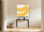 Yellow Banana Block kitchen canvas print on the wall of a hallway