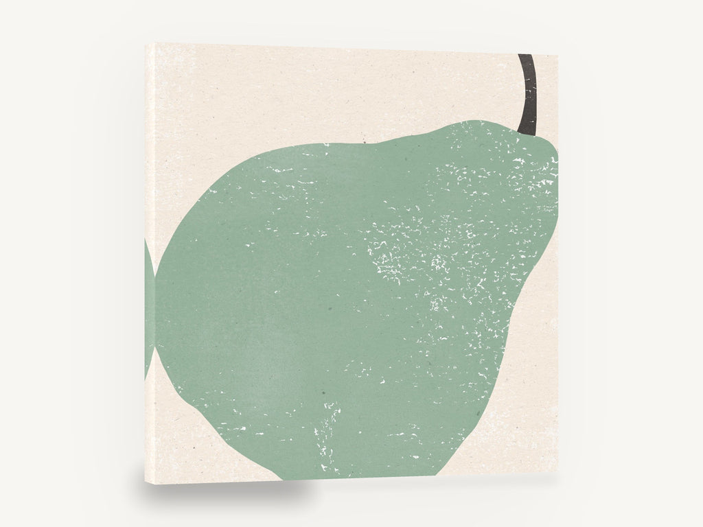 Sage Pear Block, green pear block print kitchen, kitchen canvas wall art print ready to hang